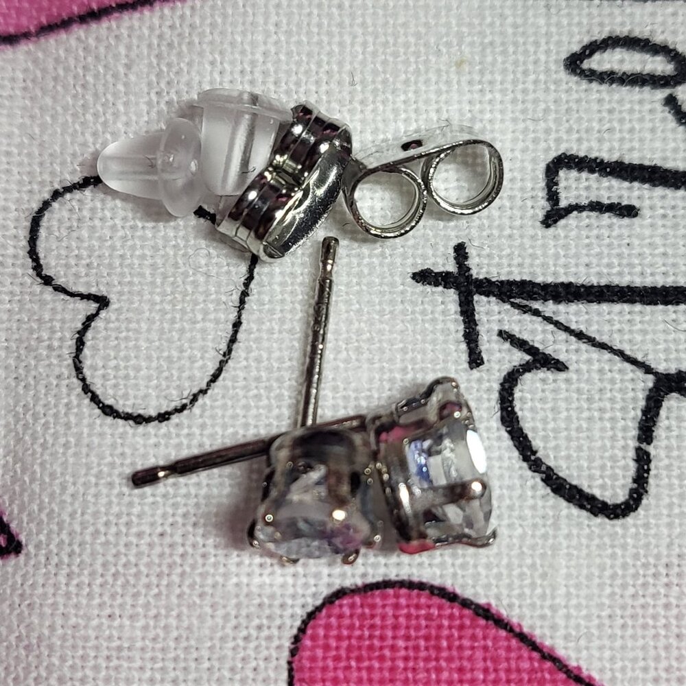 Moonstone Solitaire Sterling Silver Stud Earrings - image 4